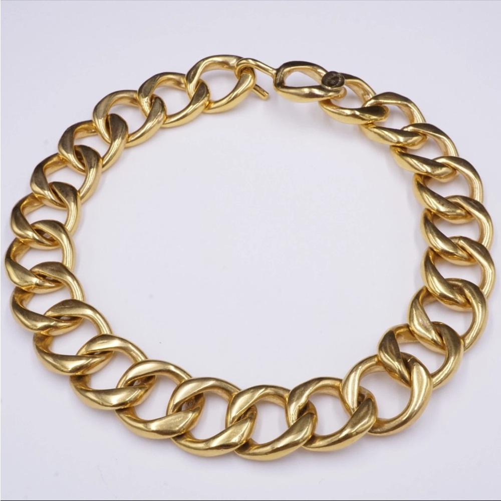 Vintage Chanel Classic Chunky Gold Chain Link Necklace 17” - Picture 5 of 8